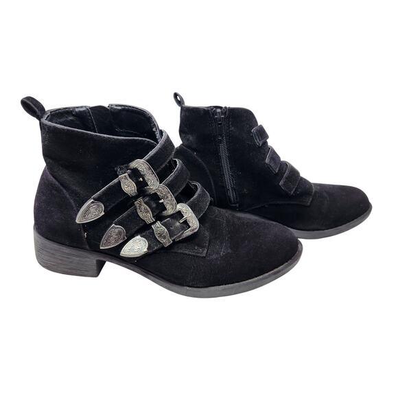 Rampage Round Toe Left Hook Western Ankle Boots Block Heel Black Size 6M - Picture 3 of 9